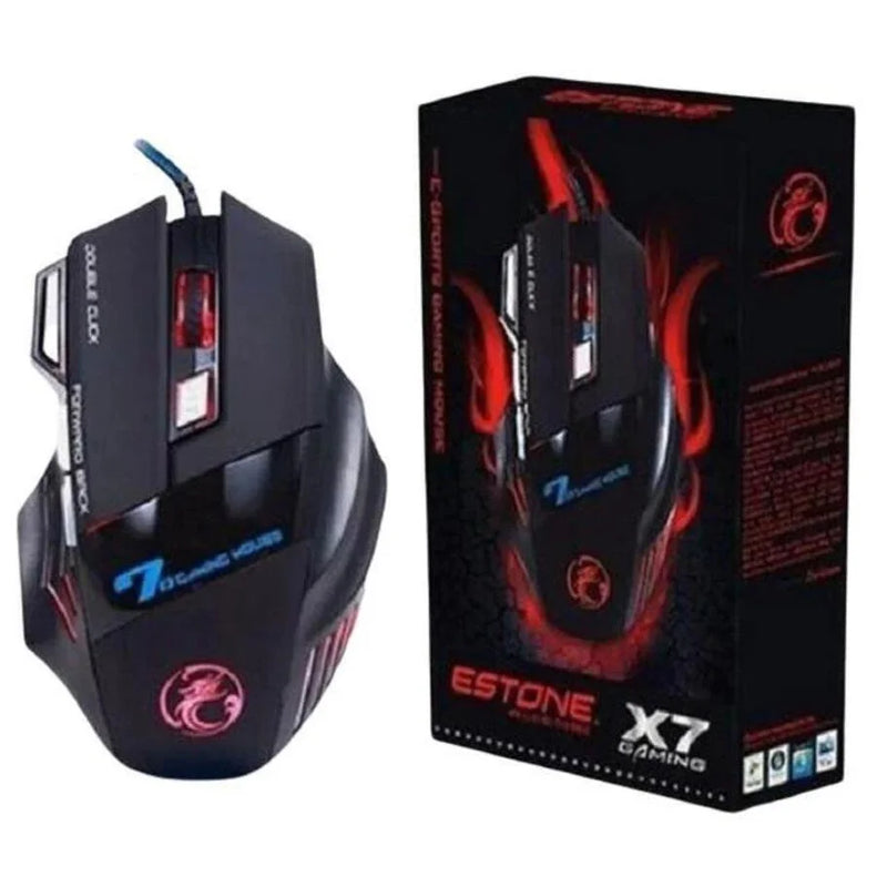 Domine seus jogos com o mouse gamer X7: precisão de 3200 DPI, LED laser e botões programáveis!