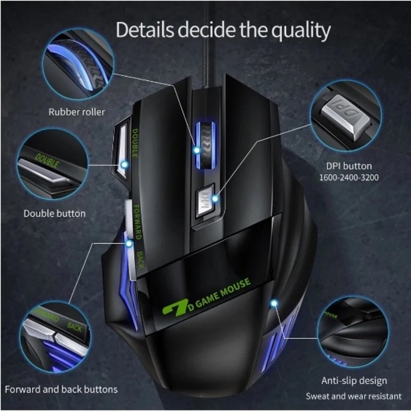 Domine seus jogos com o mouse gamer X7: precisão de 3200 DPI, LED laser e botões programáveis!