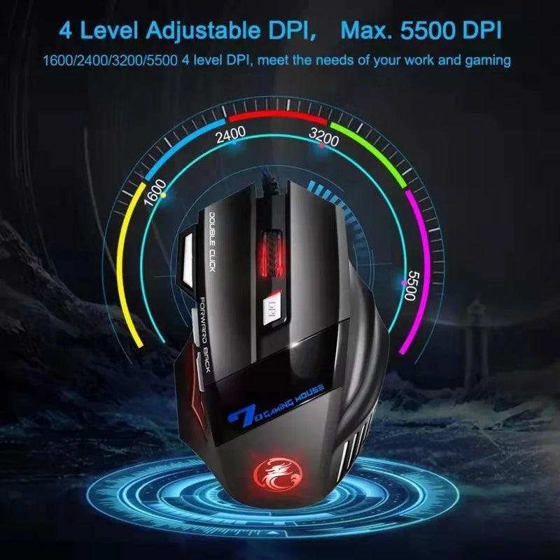 Domine seus jogos com o mouse gamer X7: precisão de 3200 DPI, LED laser e botões programáveis!