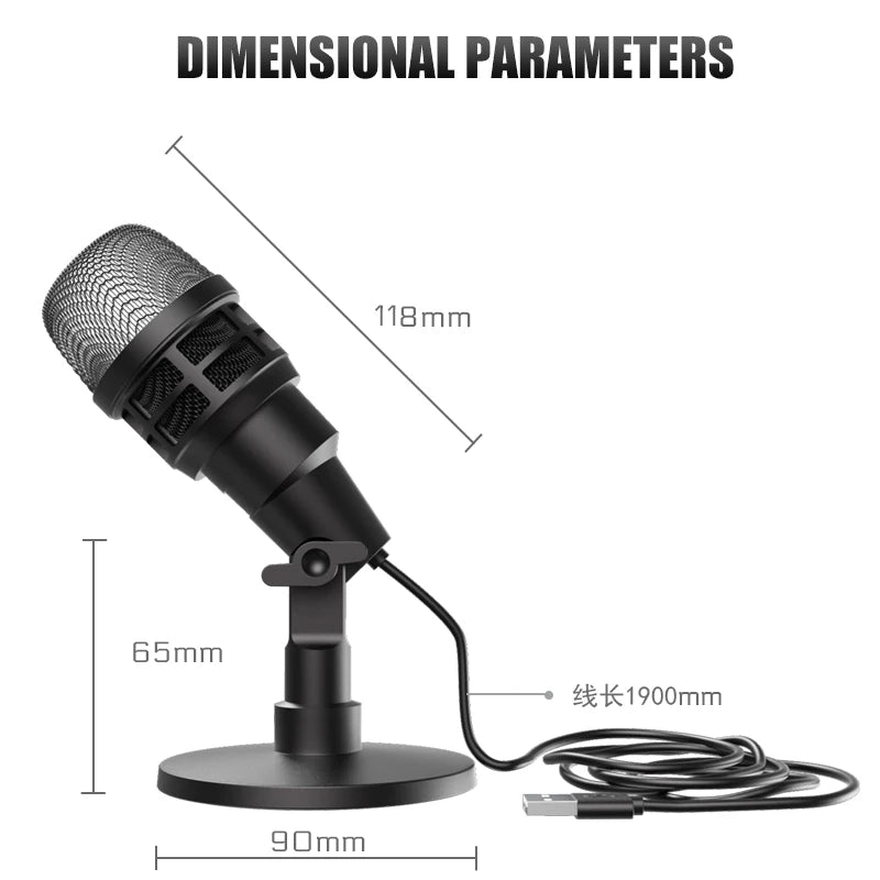 Microfone Condensador USB com RGB - Ideal para Podcast, Streaming, Gravação e Jogos (PC/Laptop)